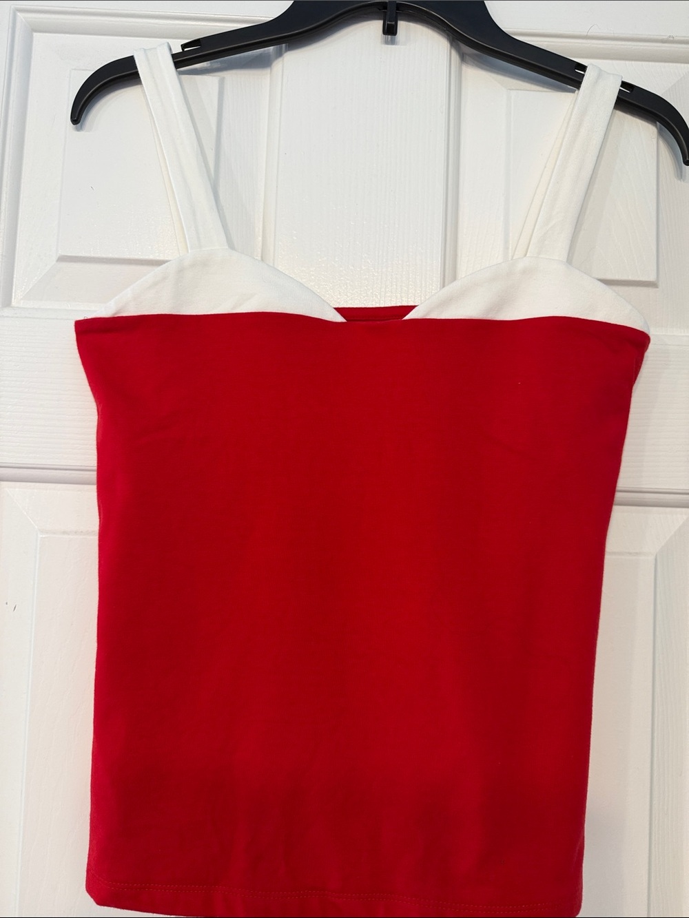 Express Red Tank Top with White Accents